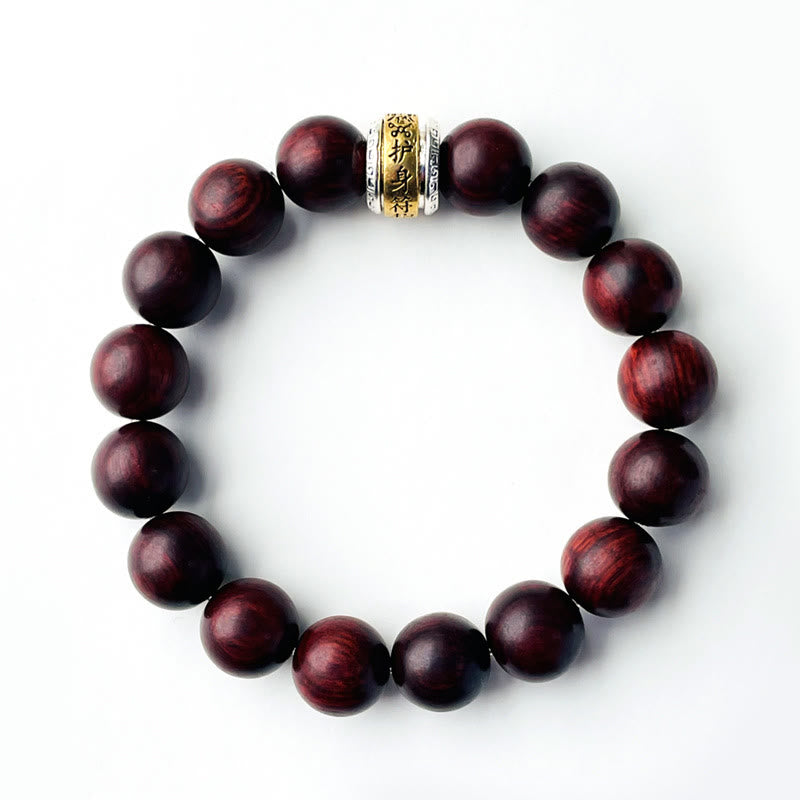 Pulsera de protección con amuleto de sándalo rojo y hoja pequeña de Buddha Stones