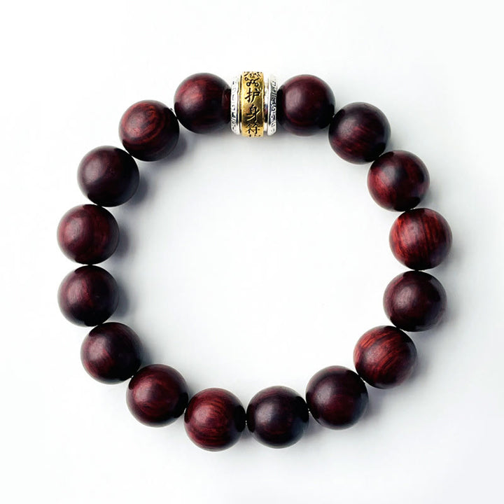 Pulsera de protección con amuleto de sándalo rojo y hoja pequeña de Buddha Stones