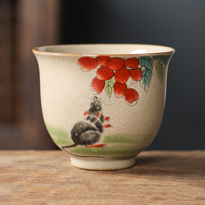 Taza de té de cerámica del zodíaco chino, 12 Buddha Stones, taza de té de Kung Fu, 130ml
