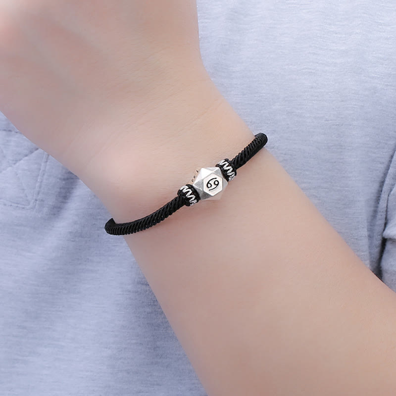 Pulsera de hilo hecha a mano con protección de las 12 constelaciones del zodíaco de plata de ley 999 con Buddha Stones
