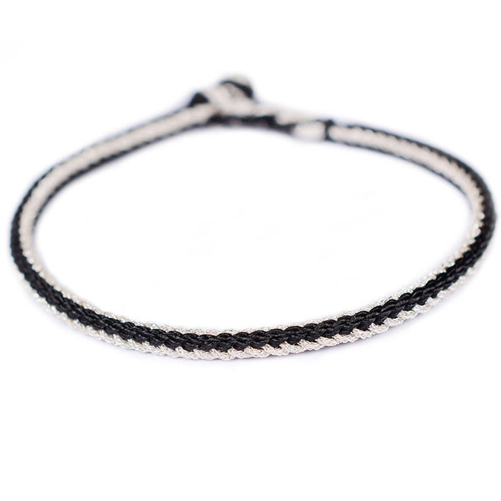 Pulsera de nudo de paz de ocho hilos hecha a mano con cuerda bicolor de Buddha Stones