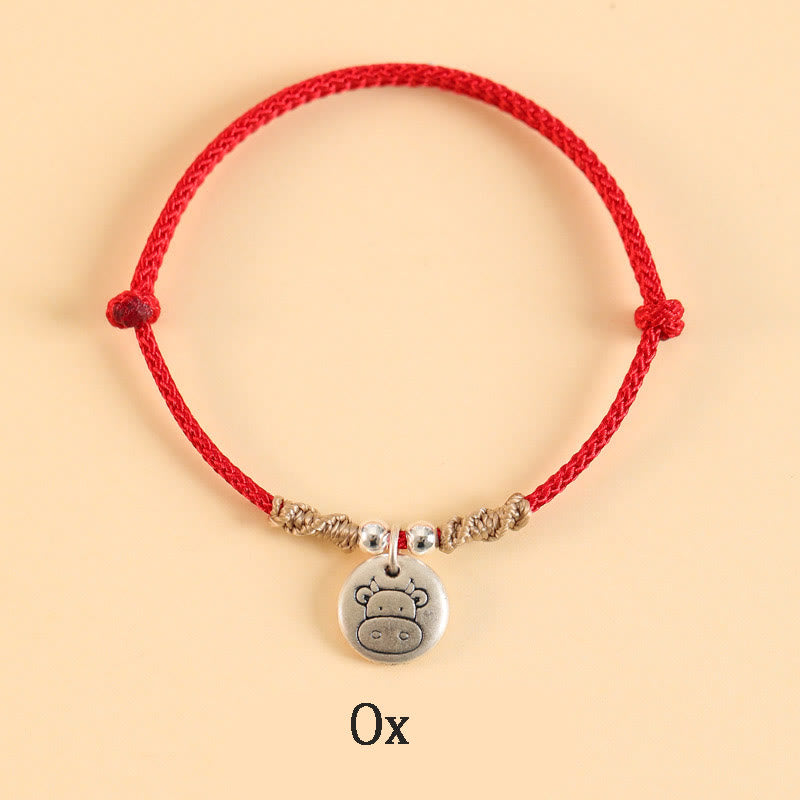 Pulsera trenzada de la suerte del zodíaco chino, hecha a mano, de plata de ley 999 con Buddha Stones, año del dragón