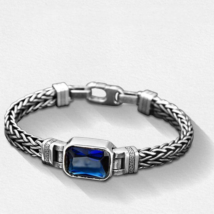 Pulsera con hebilla de riqueza curativa con diseño trenzado de quilla de dragón acrílico azul Retro con Buddha Stones