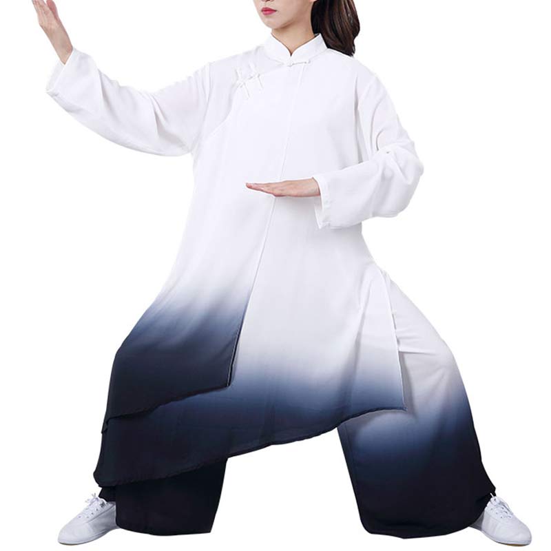 Conjunto de ropa unisex para práctica de meditación, tai chi, qigong y oración con pintura en degradado de Buddha Stones - image 10