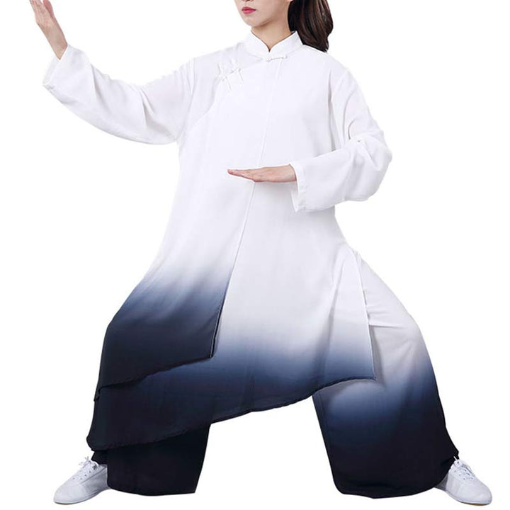 Conjunto de ropa unisex para práctica de meditación, tai chi, qigong y oración con pintura en degradado de Buddha Stones - image 10