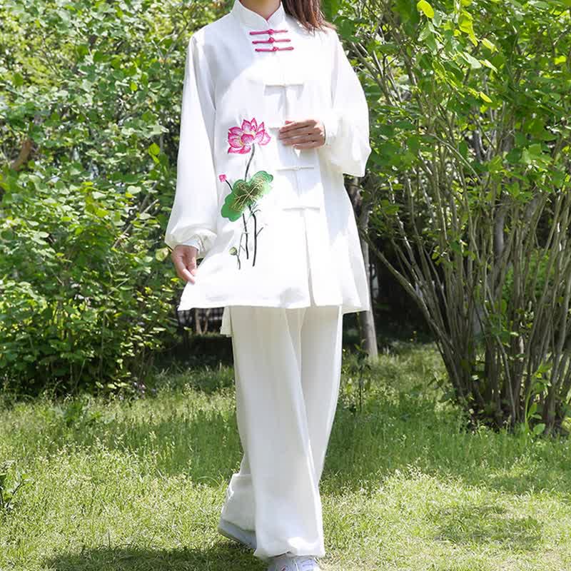 Conjunto de ropa para mujer con diseño de hojas y flores de loto y piedras de Buddha Stones para meditación, tai chi, oración y práctica espiritual zen - image 7