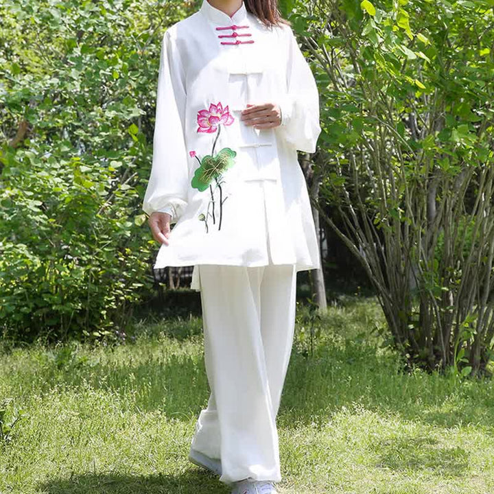 Conjunto de ropa para mujer con diseño de hojas y flores de loto y piedras de Buddha Stones para meditación, tai chi, oración y práctica espiritual zen - image 7