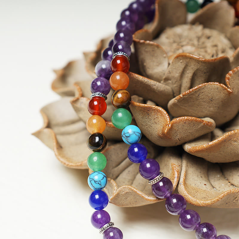 Buddha Stones de cristal curativo Mala cuentas de oración 108 meditación curación pulsera multicapa collar