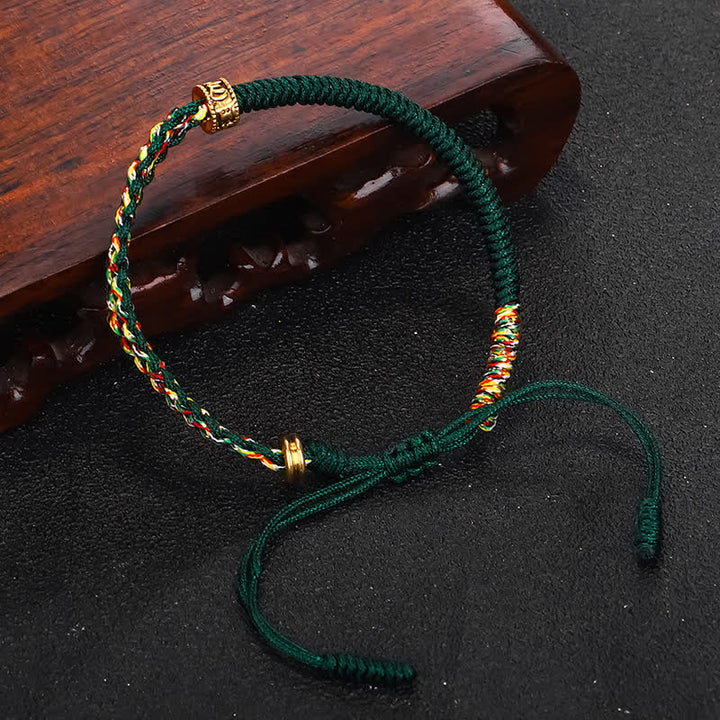 Pulsera de cuerda de la suerte con Buddha Stones Om Mani Padme Hum