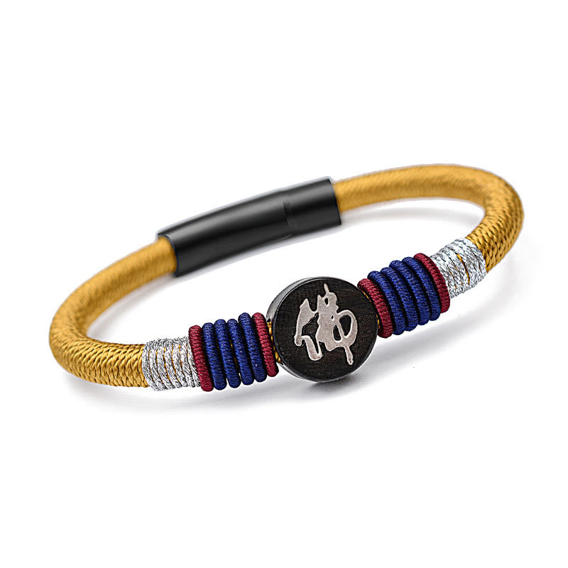 Pulsera de cuerda hecha a mano de ébano con personaje de Buda de Buddha Stones
