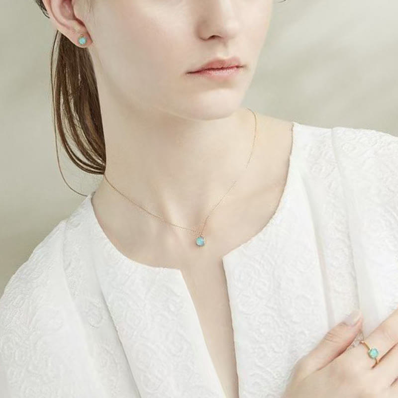Juego de colgante y collar con anillo de protección chapado en plata de ley 925 con Buddha Stones