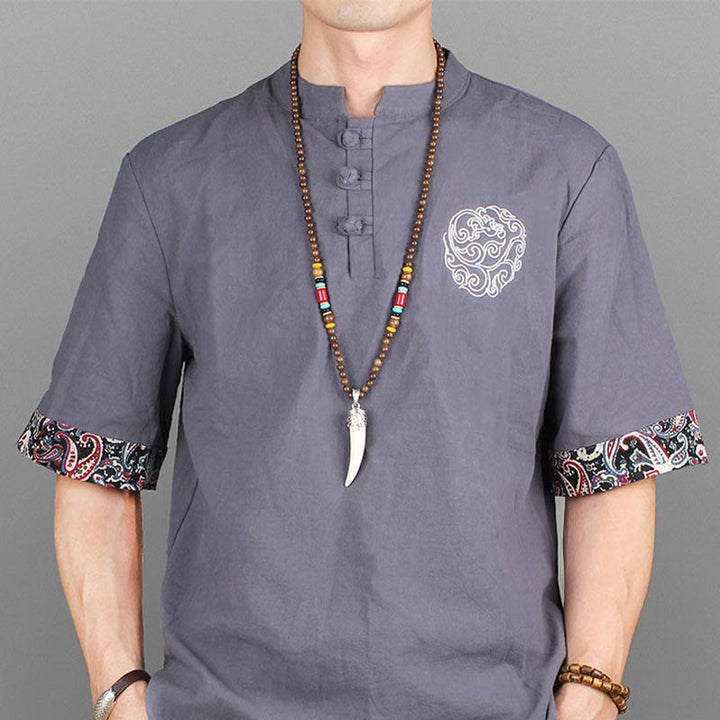 Colgante de collar de meditación de protección estilo cuerno de piedra turquesa de madera de wengué