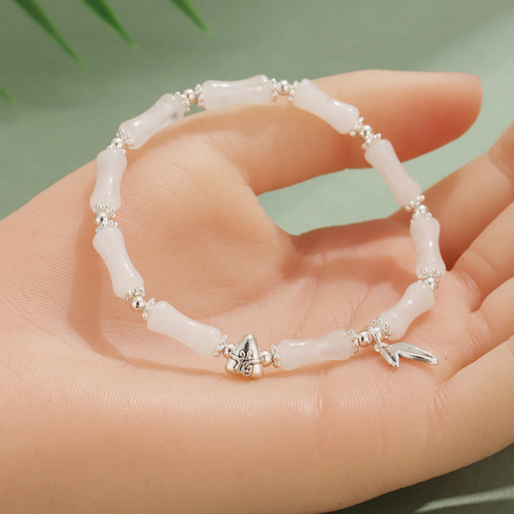 Buddha Stones Peridoto Jade Blanco Fresa Cuarzo Aventurina Verde Bambú Fu Carácter Suerte Pulsera