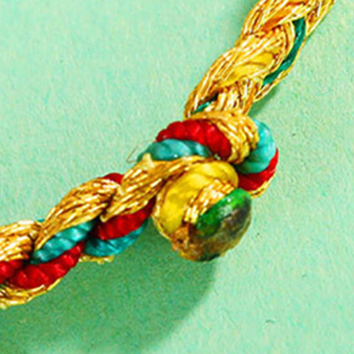 Pulsera de hilo trenzado con diseño de escamas de dragón multicolor hecha a mano con Buddha Stones