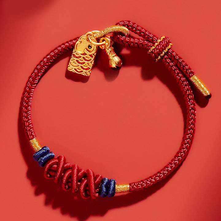 Pulsera trenzada con dije de pez Koi de plata de ley 925 con Buddha Stones