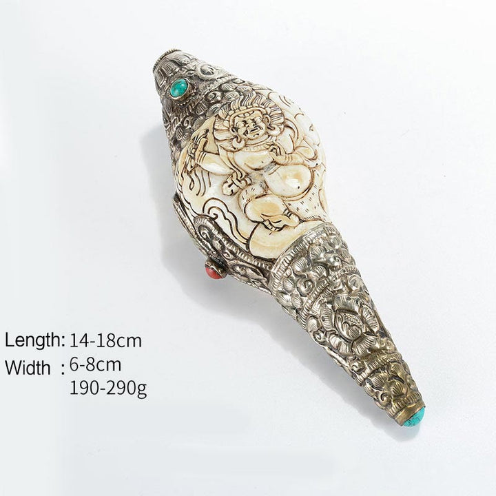 Decoración positiva de la riqueza de la concha de Buda Shankha grabada hecha a mano tibetana