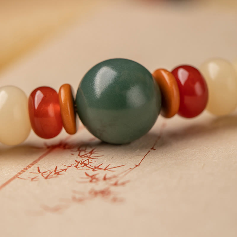 Pulsera de doble vuelta con diseño de vaina de loto y semillas de Bodhi de Buddha Stones