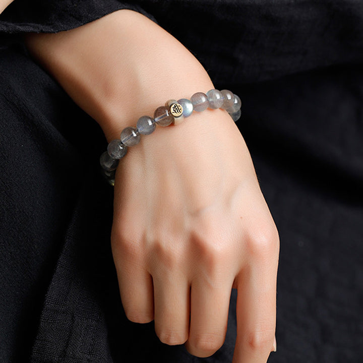 Pulsera de amor tranquilo con piedra lunar del zodíaco chino 12