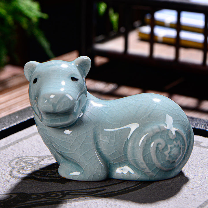 Buddha Stones zodiaco chino riqueza cerámica té mascota hogar estatuilla decoración