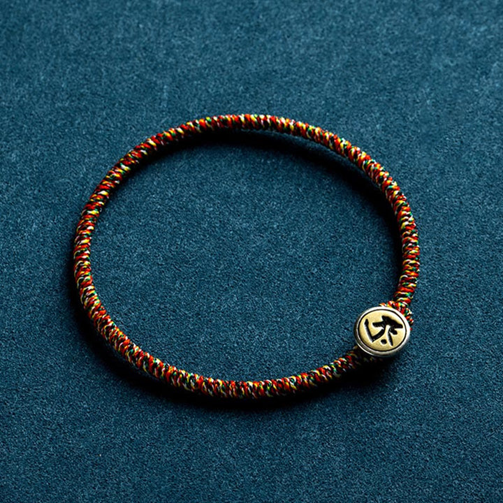Pulsera de cuerda colorida hecha a mano con Buddha Stones de Plata de Ley 925 del zodíaco chino, protección de Buda natal - Estilo ordinario - 18 centímetros - Perro/Cerdo-Buda Amitabha - image 7