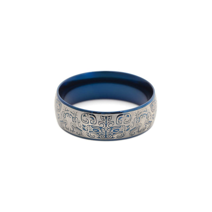 Anillo de acero de titanio con Buddha Stones, criatura mitológica afortunada, Taotie, riqueza