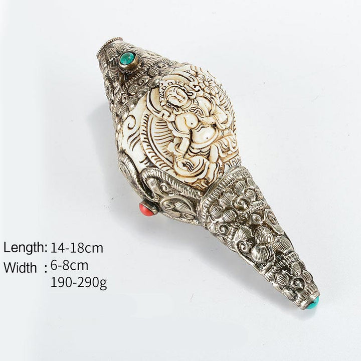 Decoración positiva de la riqueza de la concha de Buda Shankha grabada hecha a mano tibetana