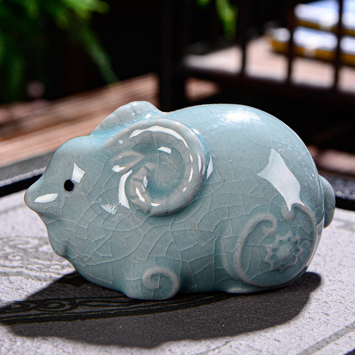 Buddha Stones zodiaco chino riqueza cerámica té mascota hogar estatuilla decoración