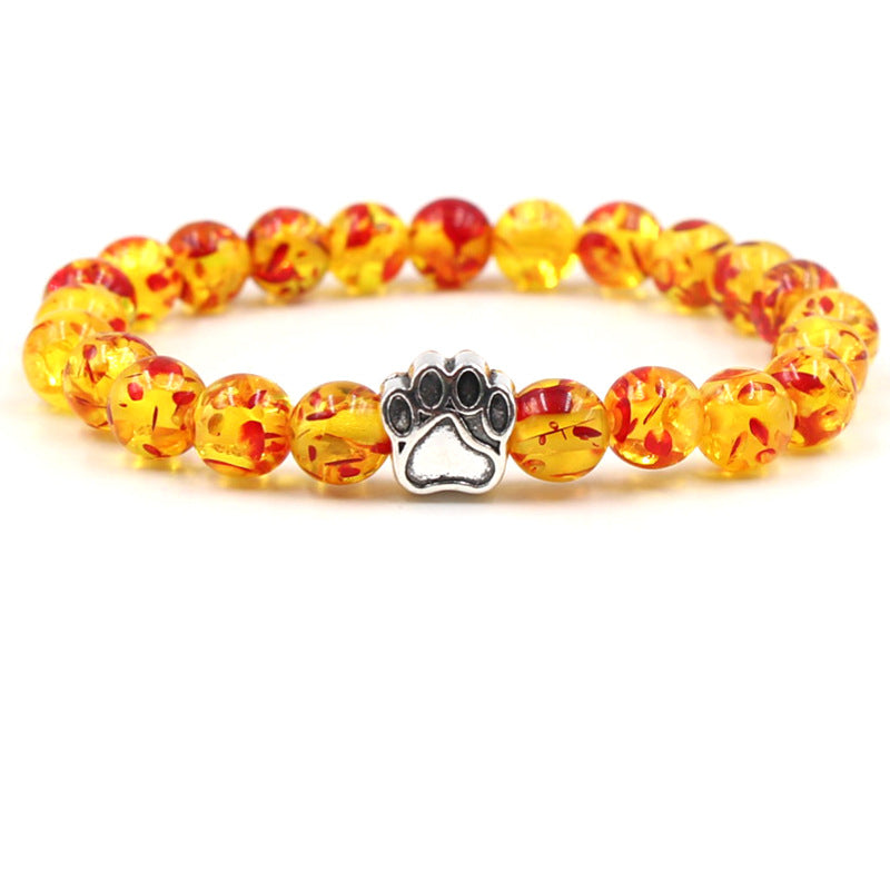 Pulsera de calma positiva con pata de perro de ágata verde de ágata india