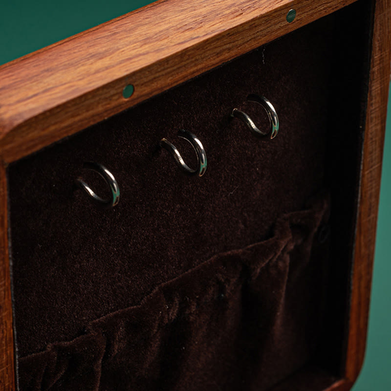 Caja organizadora de regalo de madera, caja de almacenamiento de joyería de palisandro hecha a mano con hoja de flor antigua