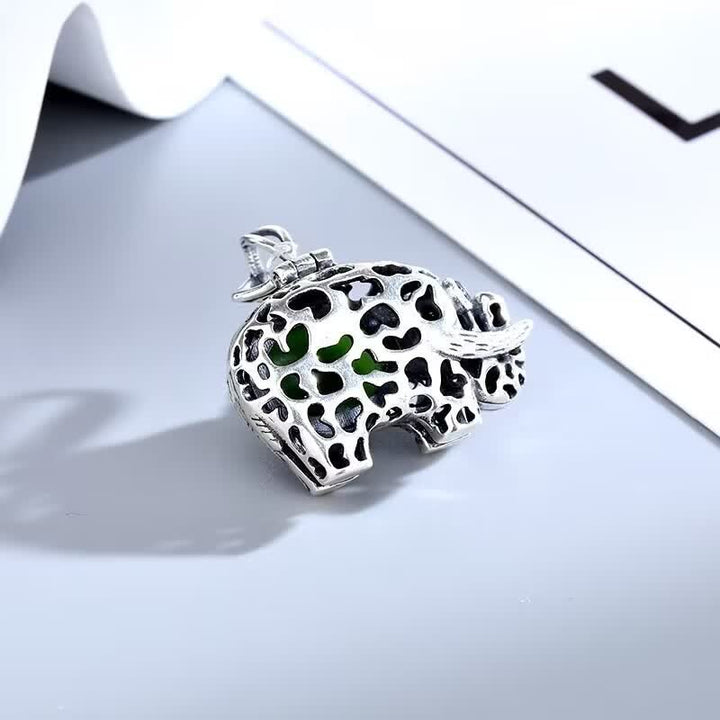 Colgante de plata de ley 925 con diseño de elefante de jade cian hetiano