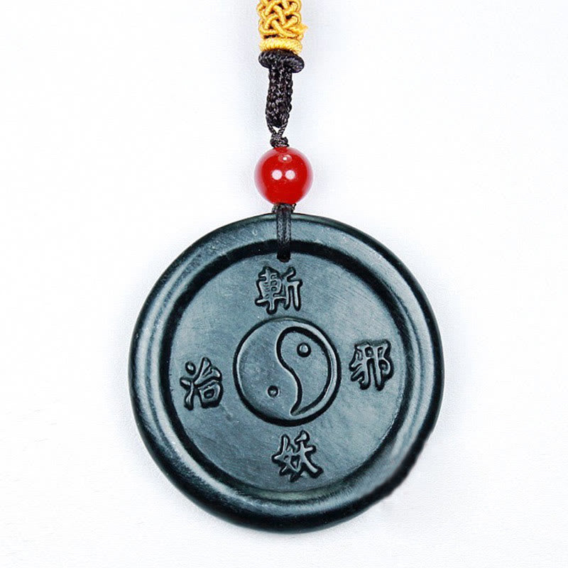 Buddha Stones Natural Hetian Cian Jade Yin Yang Suerte Armonía Collar Colgante - image 5