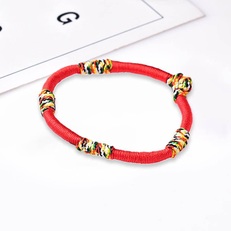 Pulsera de cuerda trenzada de protección de la suerte con nudo King Kong colorido hecho a mano tibetano con Buddha Stones
