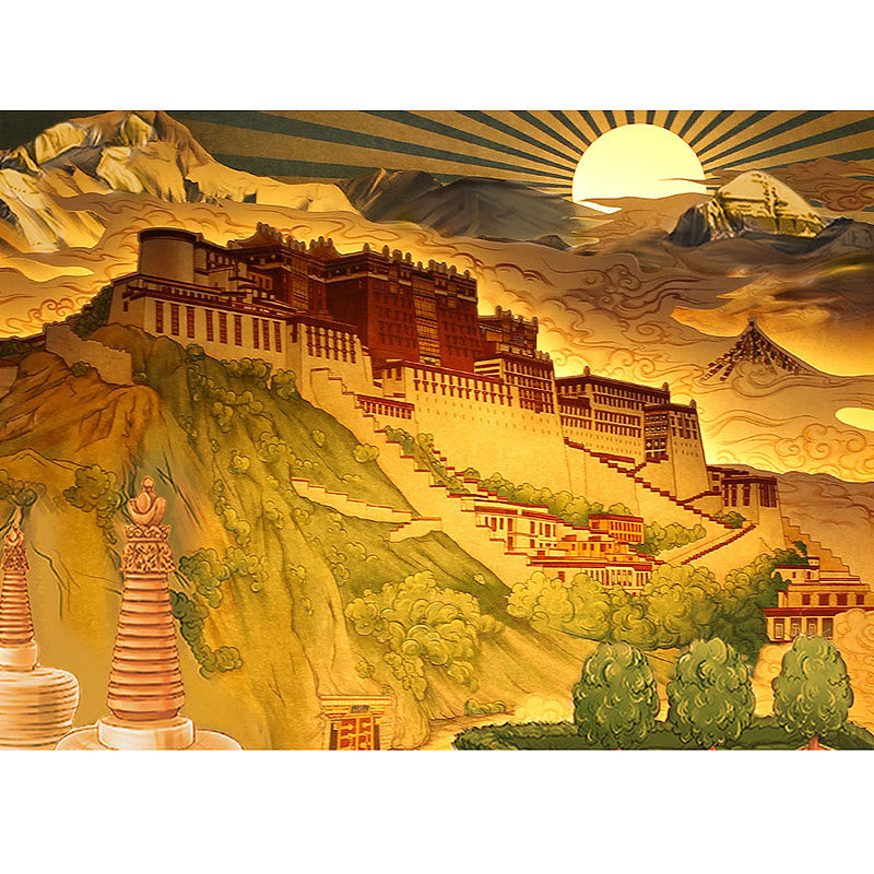 Lámpara LED de papel del Palacio Potala del Tíbet, luces artísticas de noche, lámpara de mesa LED creativa