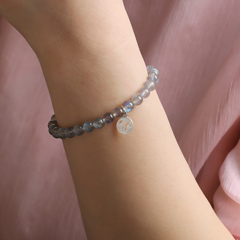 Pulsera con Encanto 12 Constelaciones del Zodíaco Piedra Lunar