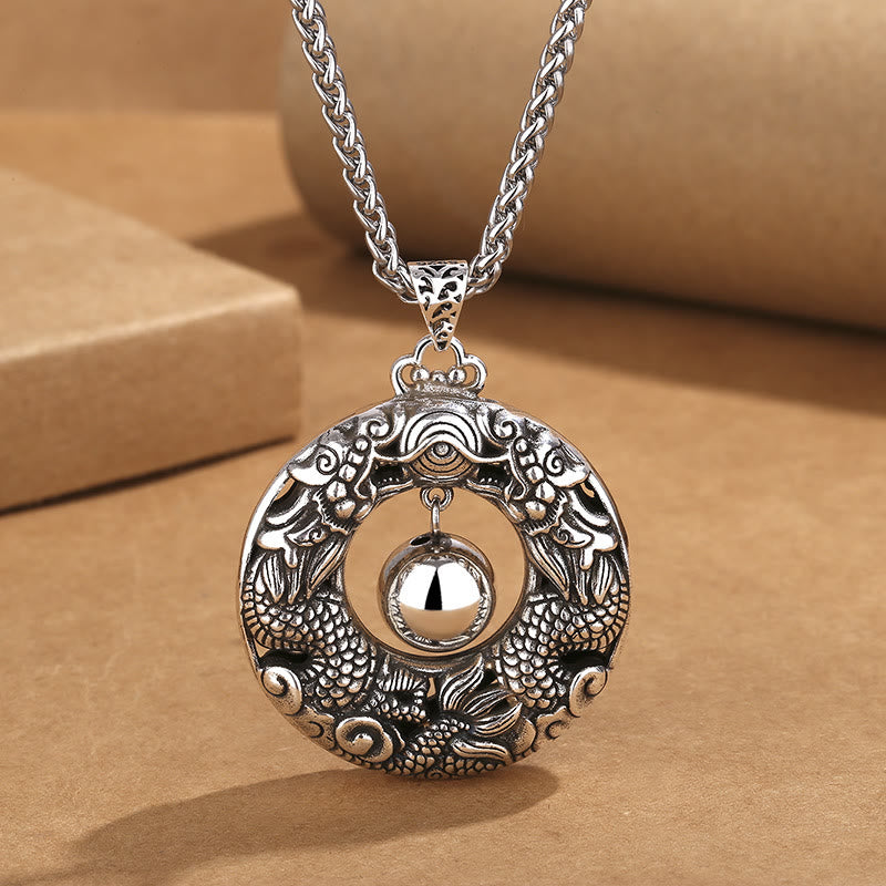 Colgante de collar de protección de cobre con cuentas de juego de dragón doble con Buddha Stones - Dragón (Protección♥Éxito) - image 1