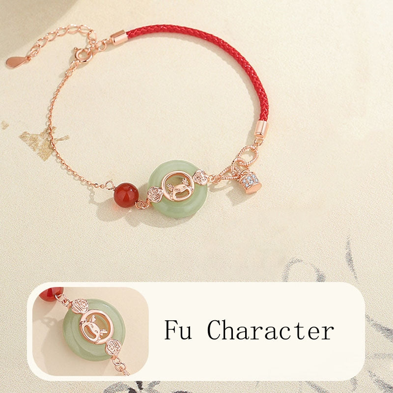 ❗❗❗Una venta flash: Buddha Stones, año del dragón, plata de ley 925, hebilla de paz de jade hetiano, pulsera de la suerte con personaje de dragón riendo Fu
