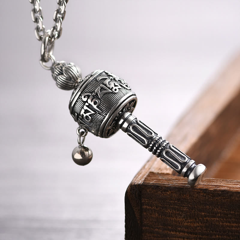 Colgante de collar giratorio con Buddha Stones , Om Mani Padme Hum tibetano, rueda de oración, sabiduría de loto - image 2