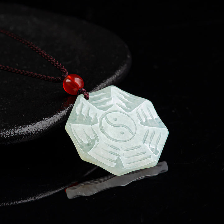 Colgante de collar de suerte de jade natural Bagua Yin Yang - image 5