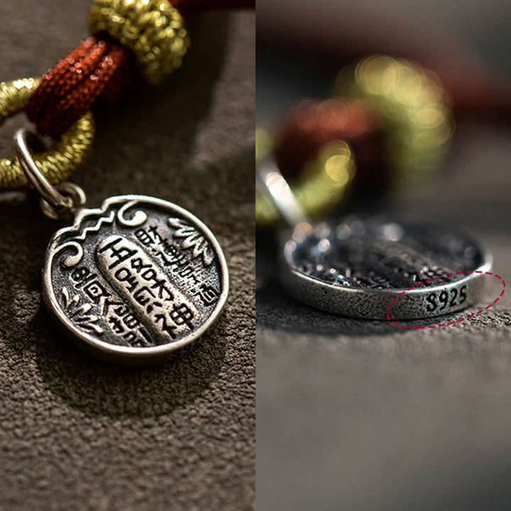 Pulsera trenzada de plata de ley 925 hecha a mano con Buddha Stones , cinco direcciones, dioses de la riqueza, protección de la suerte - image 7