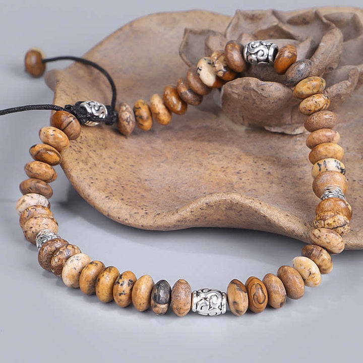 Pulsera de hilo con cuentas positivas de jaspe con imagen