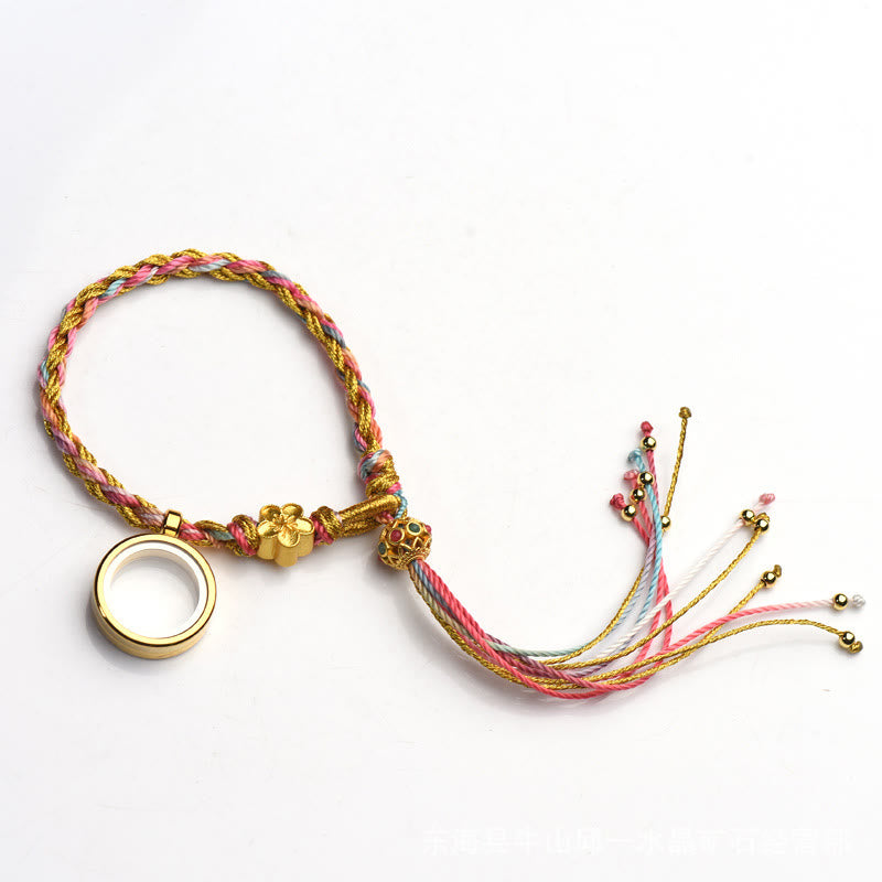 Pulsera trenzada de doble envoltura, hecha a mano, con Buddha Stones , cadena colorida de la suerte tibetana