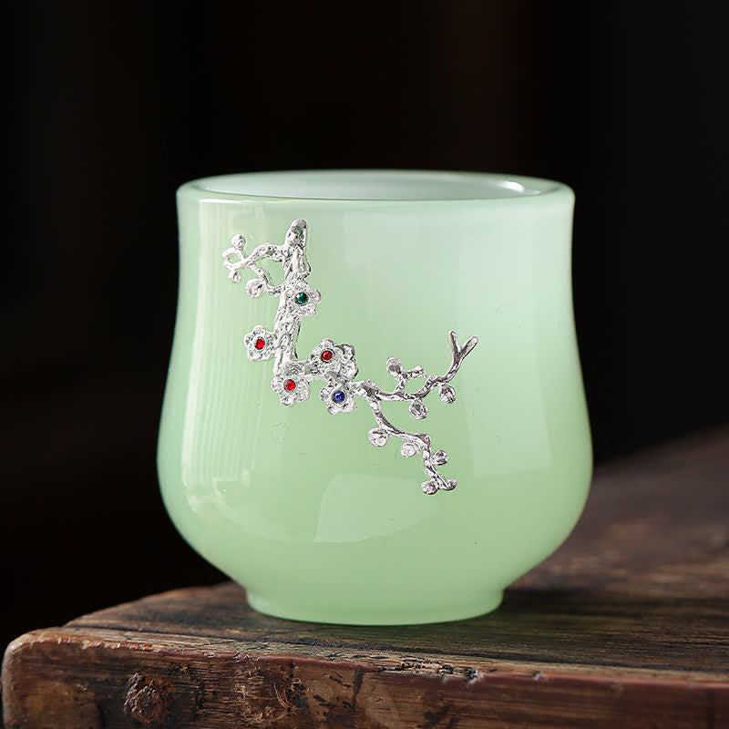 Tazas de té de cerámica con diseño de flor de Fénix, dragón de loto y Buddha Stones