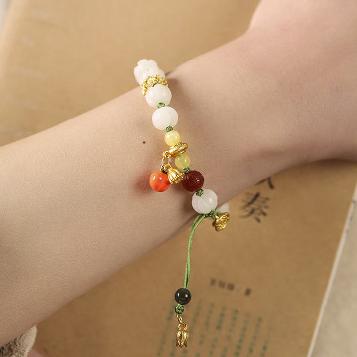 Pulsera de armonía de paz con cuentas de calabaza de loto y semillas de Bodhi naturales de Buddha Stones