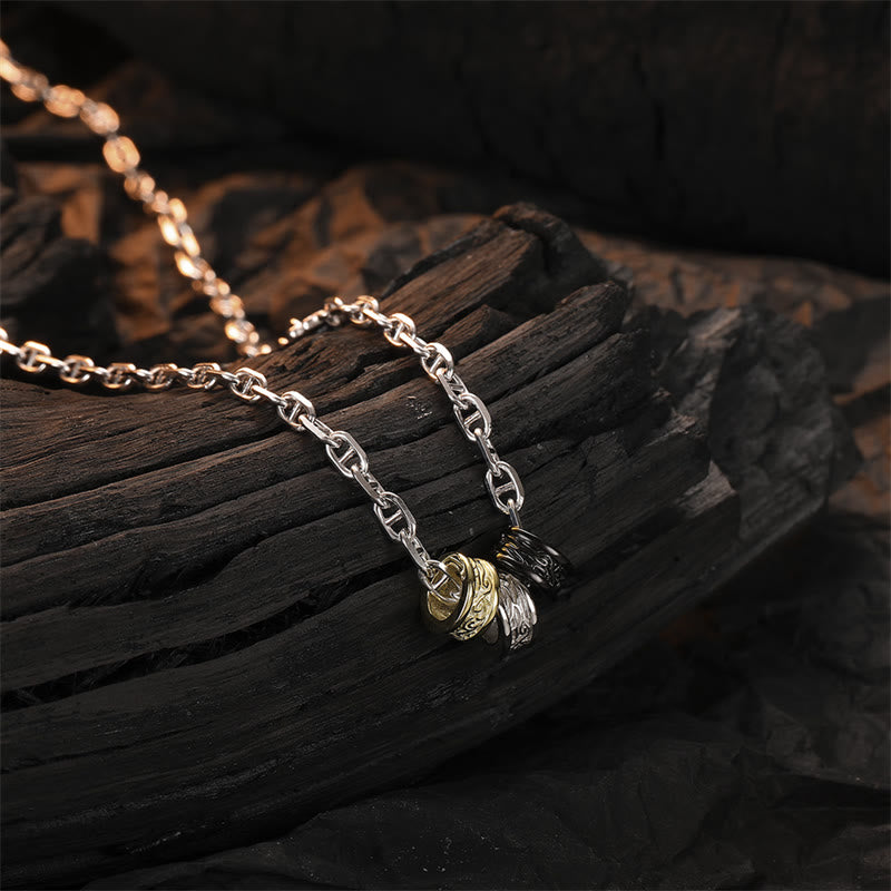 Colgante de cadena de energía de la suerte con diseño de flor de la dinastía Tang Retro de Plata de Ley 925