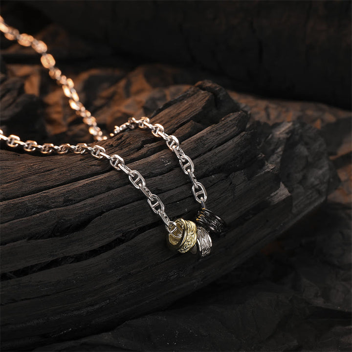 Colgante de cadena de energía de la suerte con diseño de flor de la dinastía Tang Retro de Plata de Ley 925
