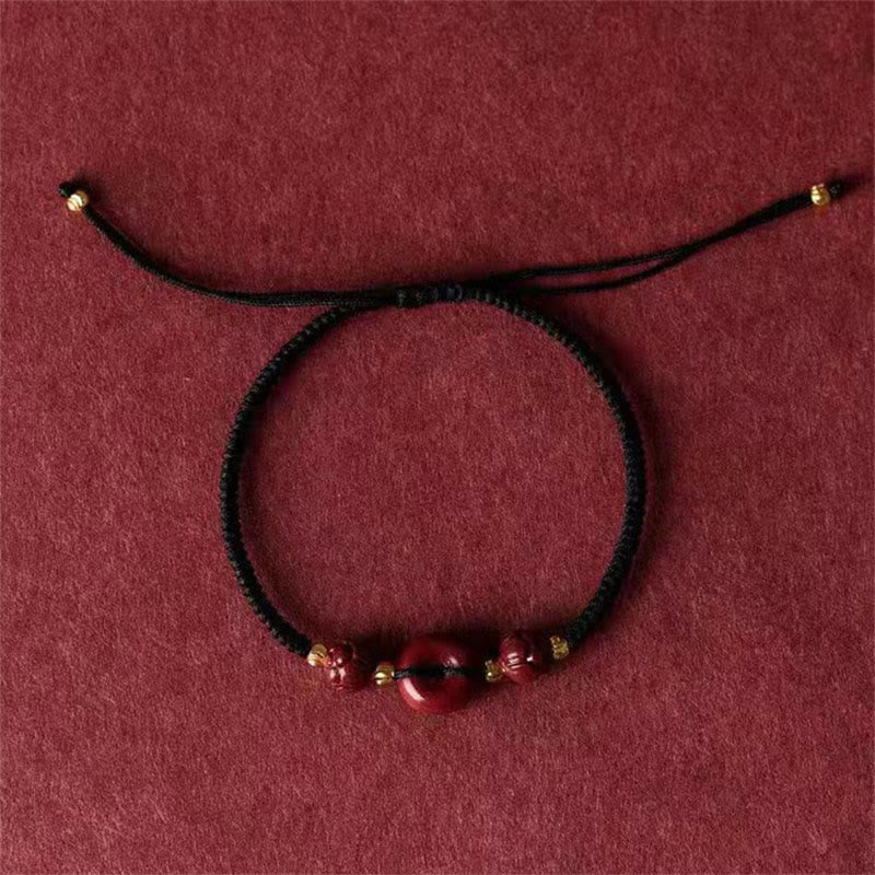 Pulsera trenzada de bendición con hebilla de paz y cinabrio de loto hecha a mano con Buddha Stones