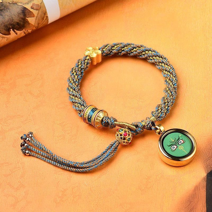 Buddha Stones Tíbet hechas a mano cinco dioses de la riqueza suerte amuleto Thangka rueda de oración flor encanto tejido pulsera de cuerda