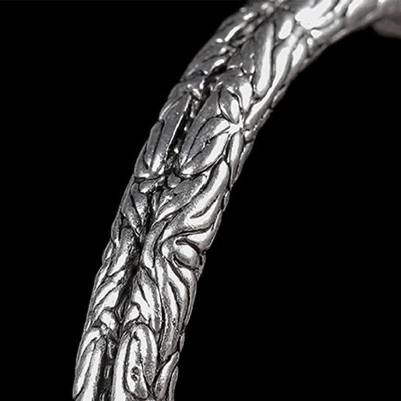 Brazalete de pulsera de equilibrio grabado con patrón de dragón de flores