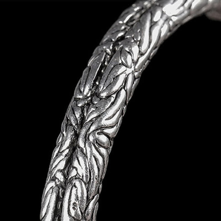 Brazalete de pulsera de equilibrio grabado con patrón de dragón de flores