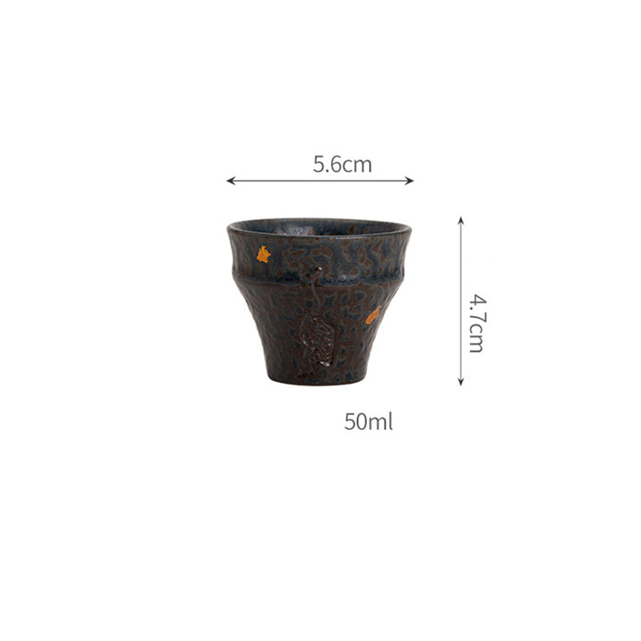 Taza de té de cerámica de estilo vintage pequeña con Buddha Stones, taza de té Kung Fu de 50ml